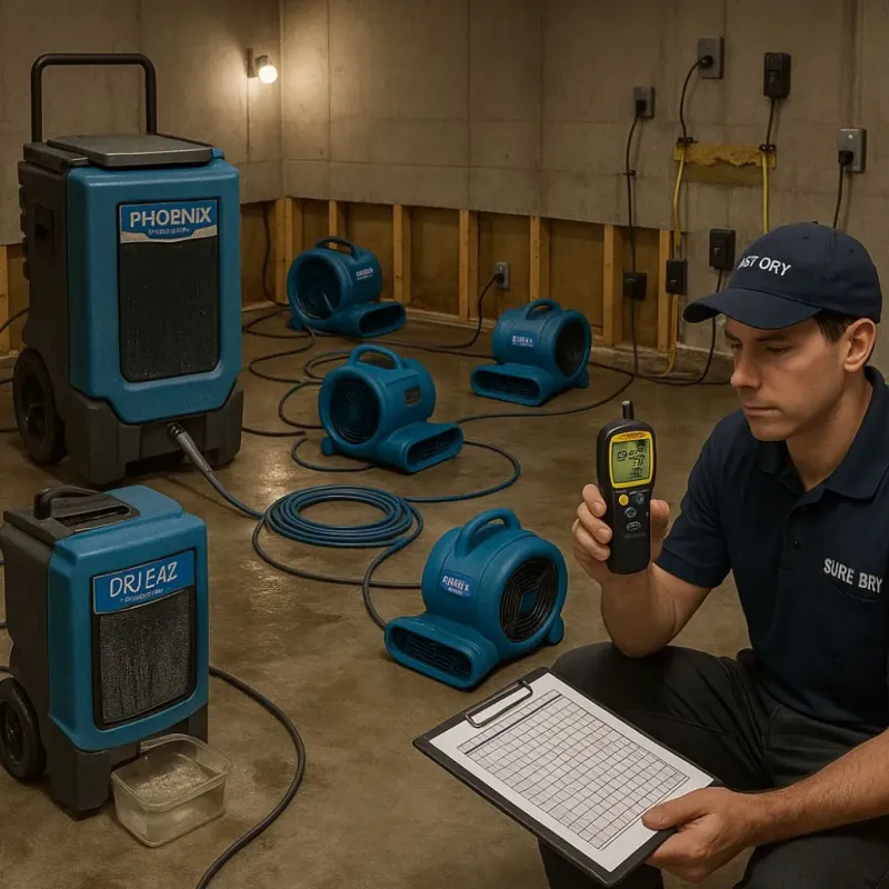 Structural Drying and Dehumidification process in West Liberty, IA